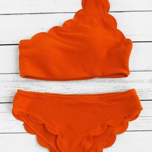 Orange ruffle bikini